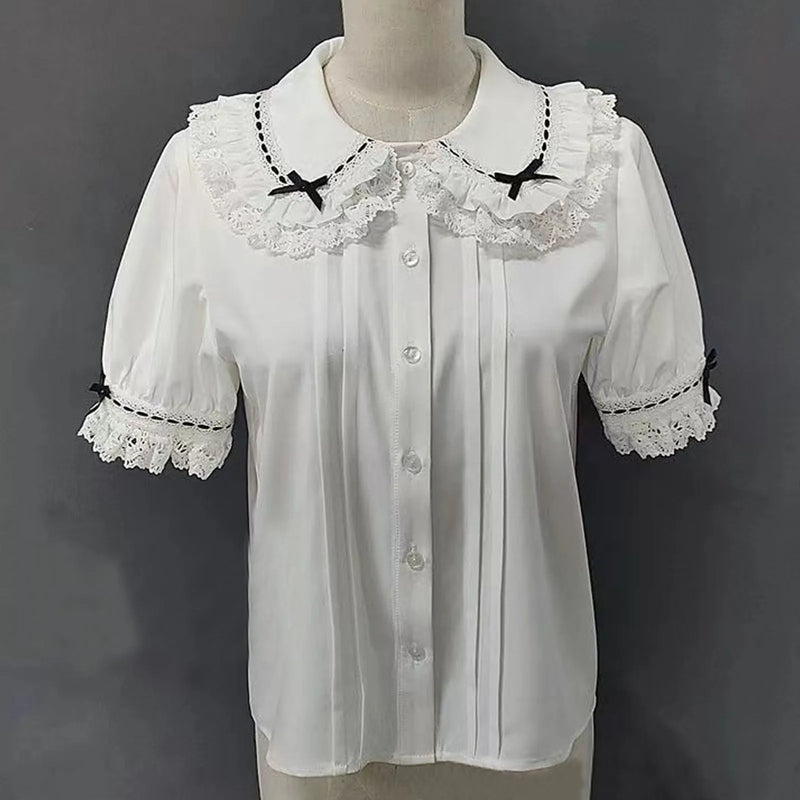 Japanese Lolita Style Lace Ruffles Blouses Summer Women - View 7 | SAMAG