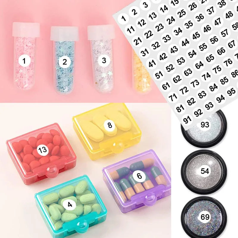 10 Sheets Small Self Adhesive Number Stickers 1 to 100 Sticky Round Number Labels 10mm Round Labels Set for Storage Boxes Office