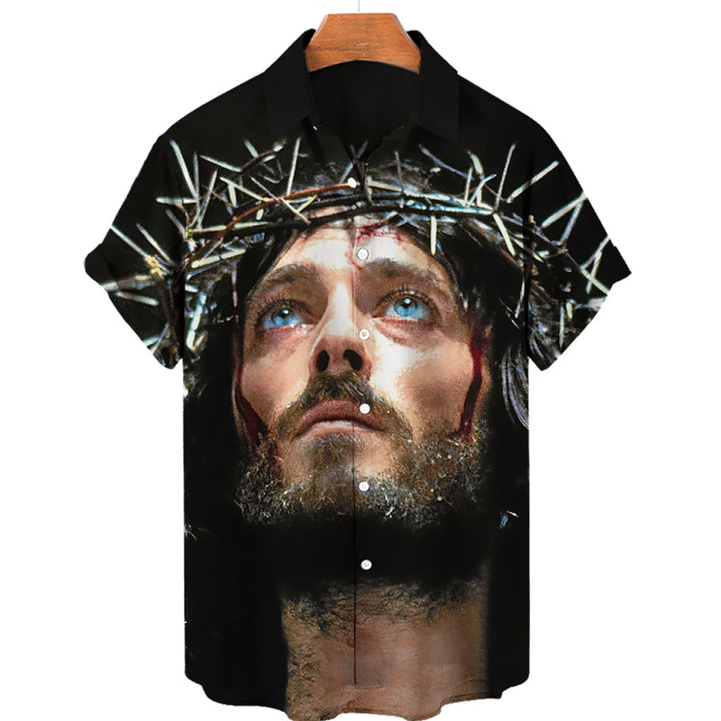 God Jesus Mary Hawaiian Shirts For Men's Crucified | SAMAG