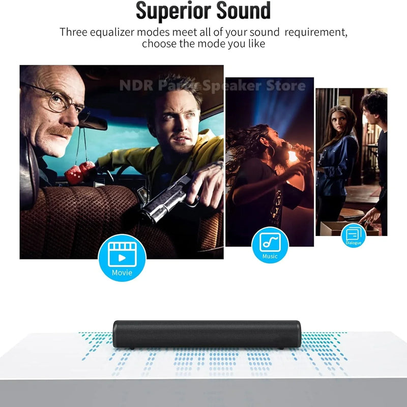 50W SoundBar for TV Deep Bass Small Soundbar TV Speaker Home Theater Surround Sound System HDMI/Bluetooth/Optical/Aux Connection