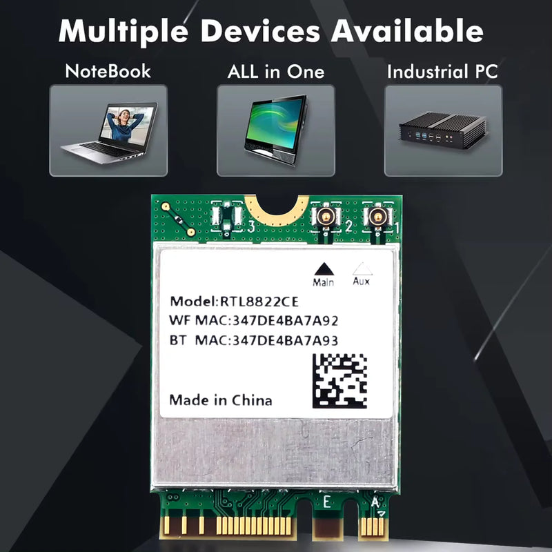 1200Mbps WiFi 5 RTL8822CE Bluetooth 5.1 Dual - band 2.4G/5G 802.11AC Card Network Mini PcIe For Laptop - Visuel 5 | SAMAG