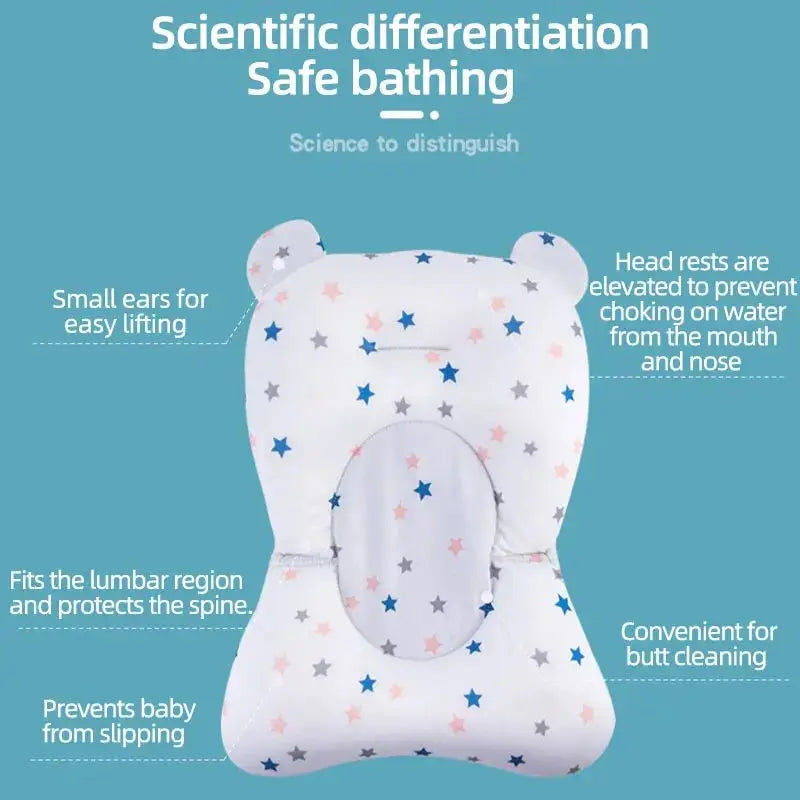 Baby Shower Bath Tub Pad Non-Slip Newborn Bathtub Mat Safety Nursing Foldable Support Comfort Body Cushion Mat Pillow Cartoon