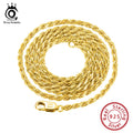 ORSA JEWELS Genuine 925 Sterling Silver Rope Chain Necklace Unisex 1mm 2mm 3mm Italian Twist Rope Chain Choker Gift 40-60cm SC29