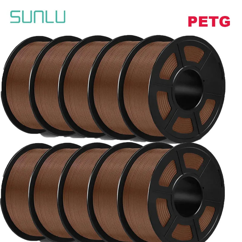 SUNLU PETG 3D Filament 1KG Biodegradable 1.75MM 10Rolls Bright Color Good Toughness Excellent Acid Alkali Weather Resistance