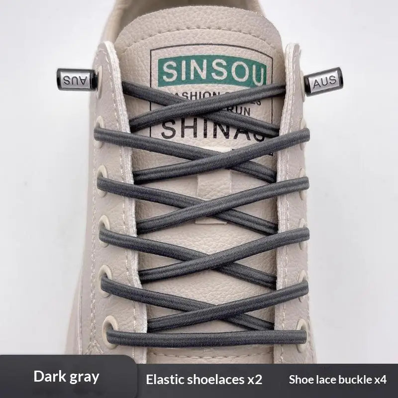 Elastic Lazy Shoelaces Thickened Round Quick Fit One Size Universal Sneaker Accessories For Adults Kids