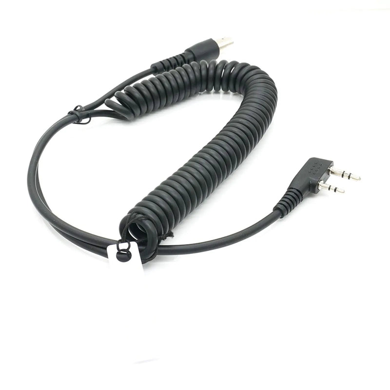 Coiled Headset Cable Rugged Radio Accessories K-Plug PTT Mic Speaker Spring Cable for Kenwood/Baofeng/RH5R/RDH/HYT/Relm