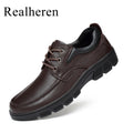Autumn Winter Genuine Men's Leather Shoes Casual Business Plus Big Size 49 50 Black Brown