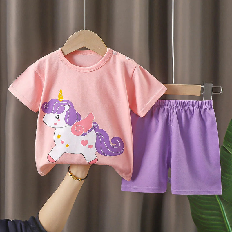 Baby Girl Summer Outfit Set Short Sleeve T-shirt | SAMAG
