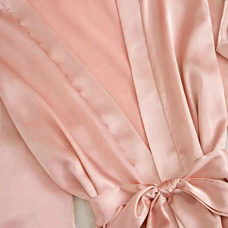 Women's Satin Sleepwear Pajama Set Pink Sexy Lingerie | SAMAG