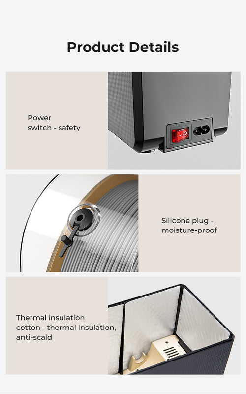 Creality Filament Dryer Upgrade Fan Filament Dry Box 1KG PLA PETG ABS TPU Filaments Dehydrator Storage Box Filament Spool Holder