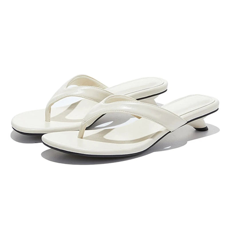AIYUQI 2026 New Women's Slippers High-Heeled Fashionable Flip-Flops Women Plus Size Summer Round Toe Beach Shoes Girl