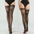 Plus Large Size Oversized Women Black Lace Stockings Thigh High Sexy Ultra-thin for Ladies Over Knee Long Socks Anti-slip XXXXL