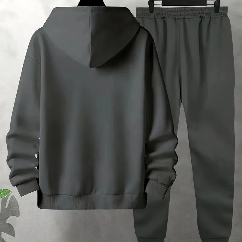 The new men's set for Spring and Autumn features a casual fashionable soft and comfortable 3D letter pattern - View 2 | SAMAG