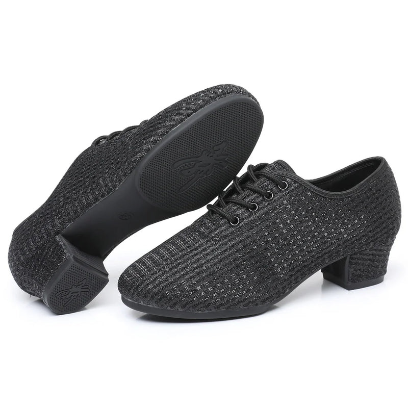 Women Dance Shoes Knitted Teacher Shoes Soft sole Low Heel Latin Training Shoes Ballet Dance Shoes Jazz Ballroom Sneakers Girls