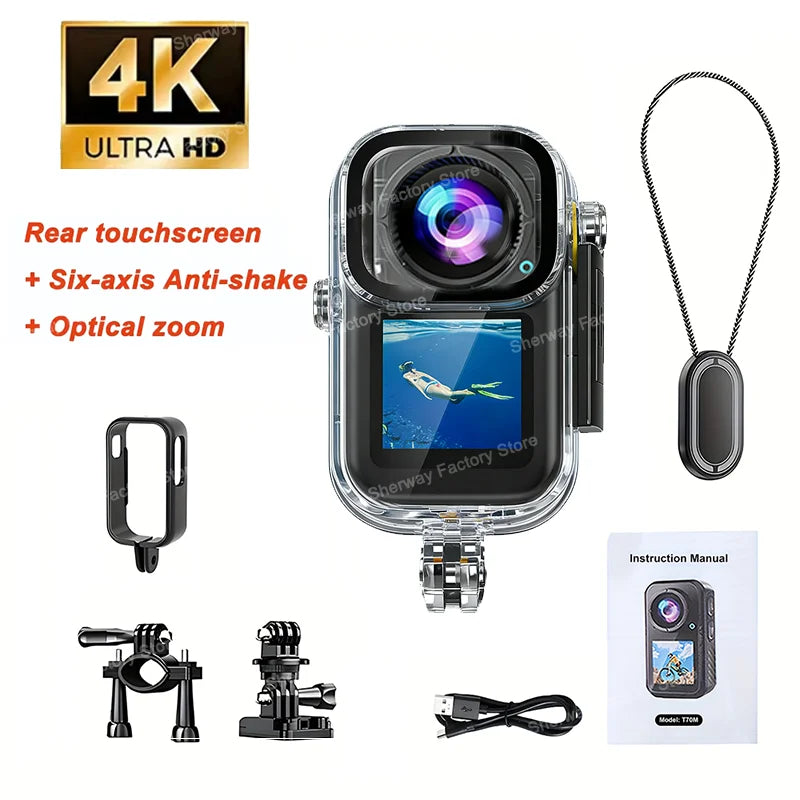 5K Action Camera Image Stabilization 4K60fps Magnetic Pocket Cam Dual-screen Waterproof Bodycam Sport Helmet Video Recorder Vlog