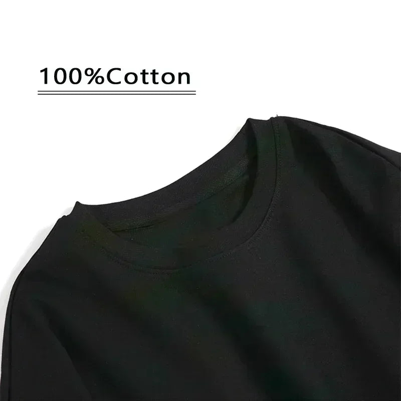 Summer Men's Letter Eclipse Landscape Printed Round Neck T-shirt High End Luxury Neutral 100% Cotton Soft Short Sleeve