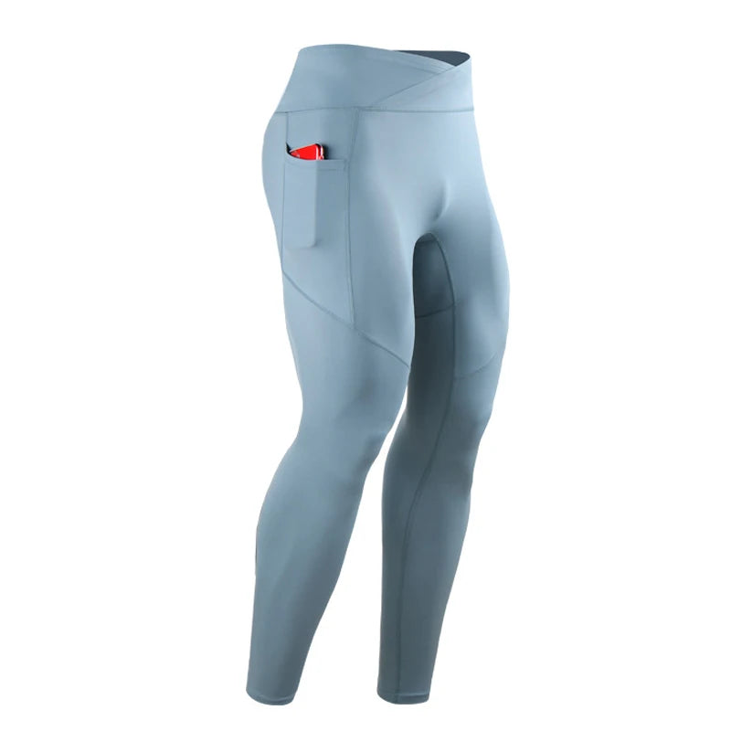 Summer Spring Autumn Men Running Tights GYM Pocket Pants Male Basketball Football Soccer Fitness Exercise Sport Long Leggings 24