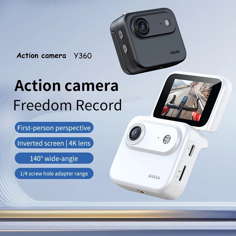 32GB 4K HD Flip Screen Thumb Camera Action Camera | Outdoor Recording, VLOG Cycling Camcorder, Anti Shake Flip Screen Panoramic Travel Shooting, Large Wide-angle First Person View Recording Camera, USB Charging, Lightweight S