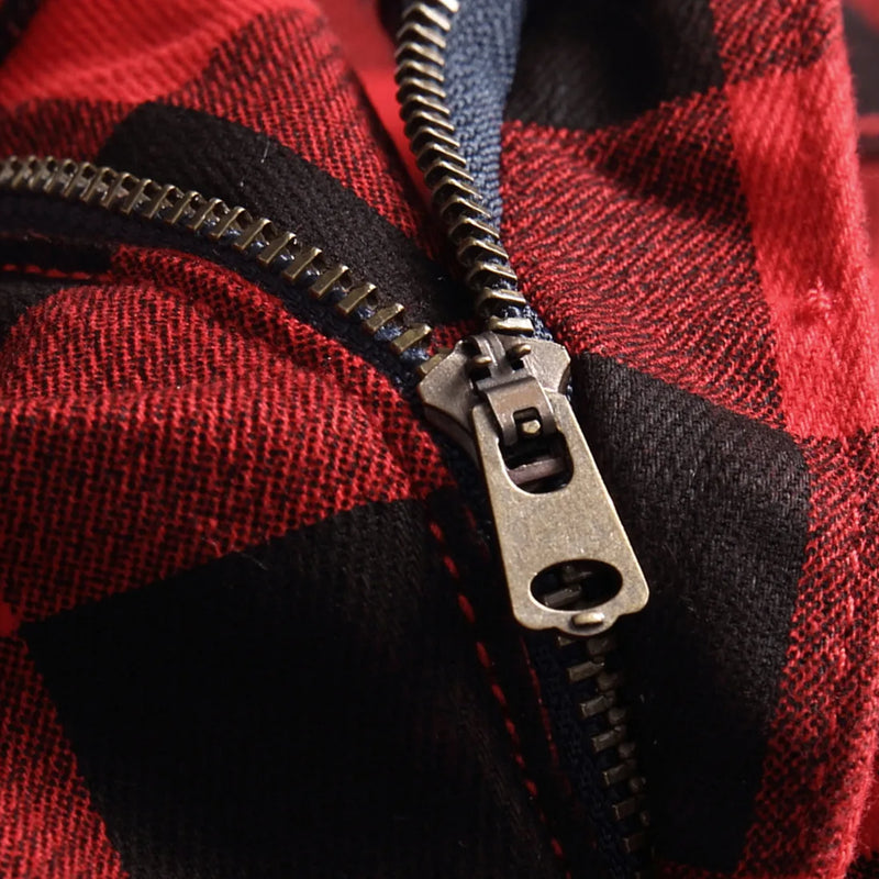 Men's Red Jeans with Checkered Print Details, Made | SAMAG