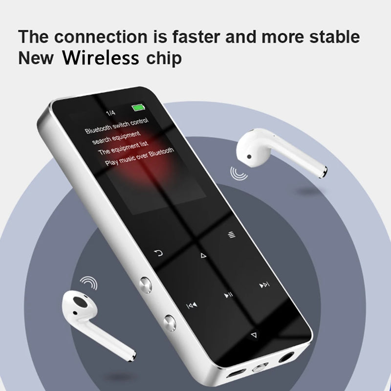 1.8 Inch 32GB/16GB/8GB Full Touch Screen MP4 Video Player BT 5.0 TFT MP3 Radio Player with E-book Recording Built-in Speaker