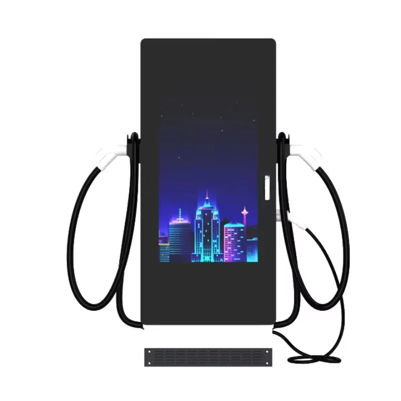 Electric Car Charger Station Commercial Solar Powered DC Fast EV Charger with Advertising Screen Custom