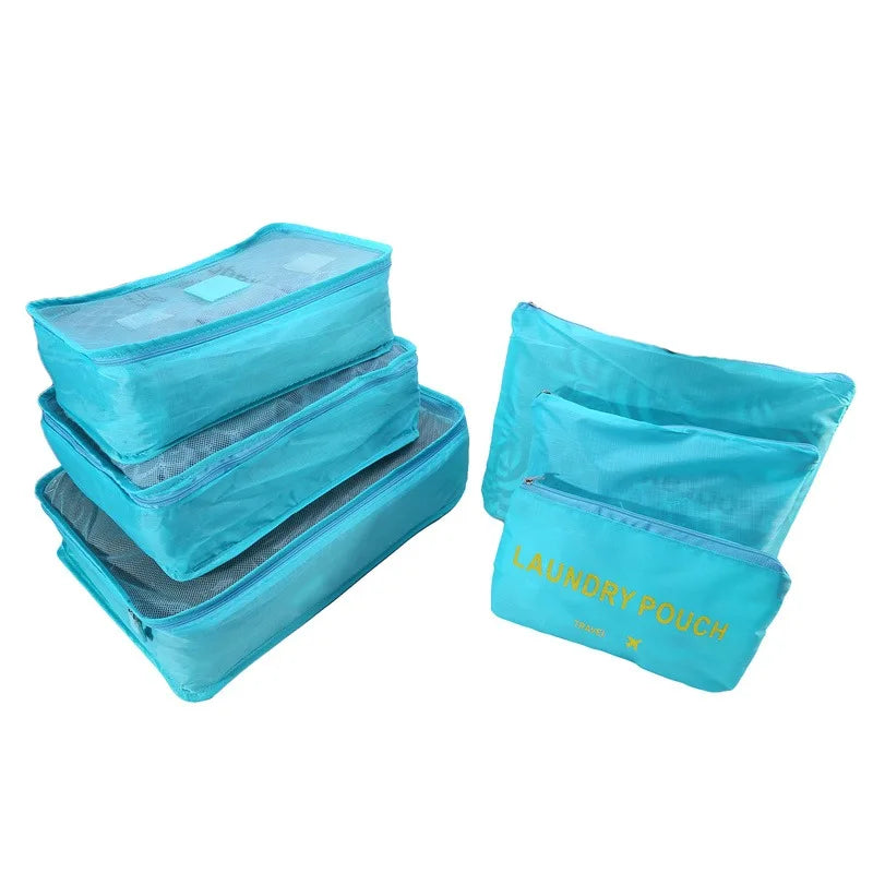 1/6pcsTravel Storage Bag Set for Clothes Tidy Organizer Wardrobe Suitcase Pouch Travel Organizer Bag Case Shoes Packing Cube Bag