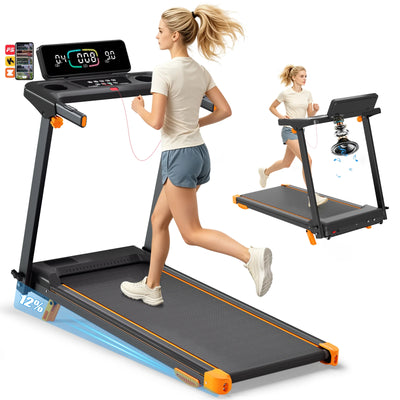 3.0HP Quiet Foldable Treadmill, 12% Incline, 0.6 - 7.5MPH | SAMAG