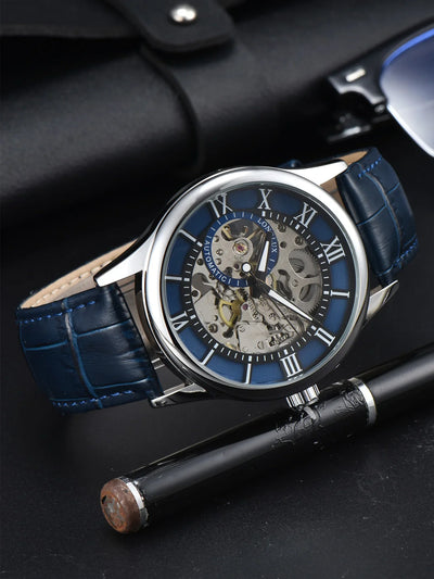 LONGLUX Automatic Watch Rome Mechanical Wristwatches Waterproof Hollow Leather Mens Gift | SAMAG