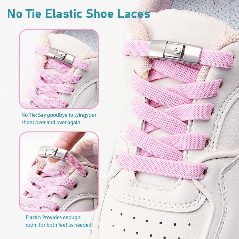 No Tie Shoe Laces Elastic Laces Sneakers Tennis Lock Shoelaces Without Ties Unisex Kids Adult Flat Shoelace Shoe Accessories
