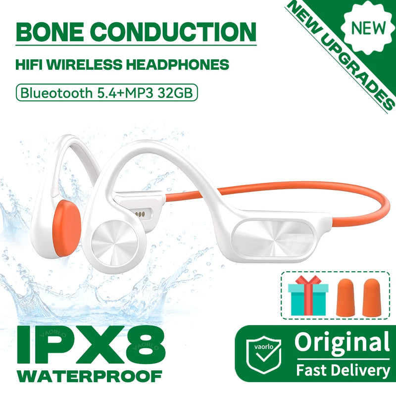 New-X7 Bone Conduction Wireless Headphone Bluetooth 5.4 IPX8 Waterproof Swim Headset 32GB MP3 Player HIFI Music Sports Earphone