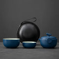 Ceramic Gongfu Travel Tea Set, Gorgeous Chinese Teapot Set with 2 Tea Cups, Portable Carrying Case
