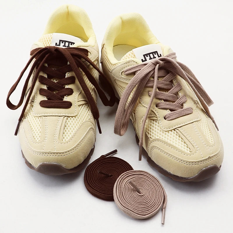 Classic Solid-Color Flat Laces Premium Cotton Casual Shoelaces Sneaker Shoelace Shoe accessories 1Pair