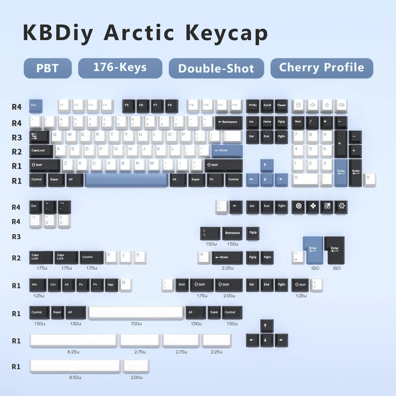 KBDiy GMK Blue Samurai Keycap Cherry Profile Double Shot PBT ISO Keycaps For Gamer Mechanical Keyboard Kit Gaming Point Key Cap