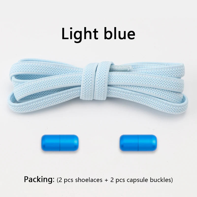 Flat Shoe Laces Without Ties Colored Matte Metal Lock Lazy Shoelaces for Men and Women Casual Shoes Elastic Shoelace 1 Pair