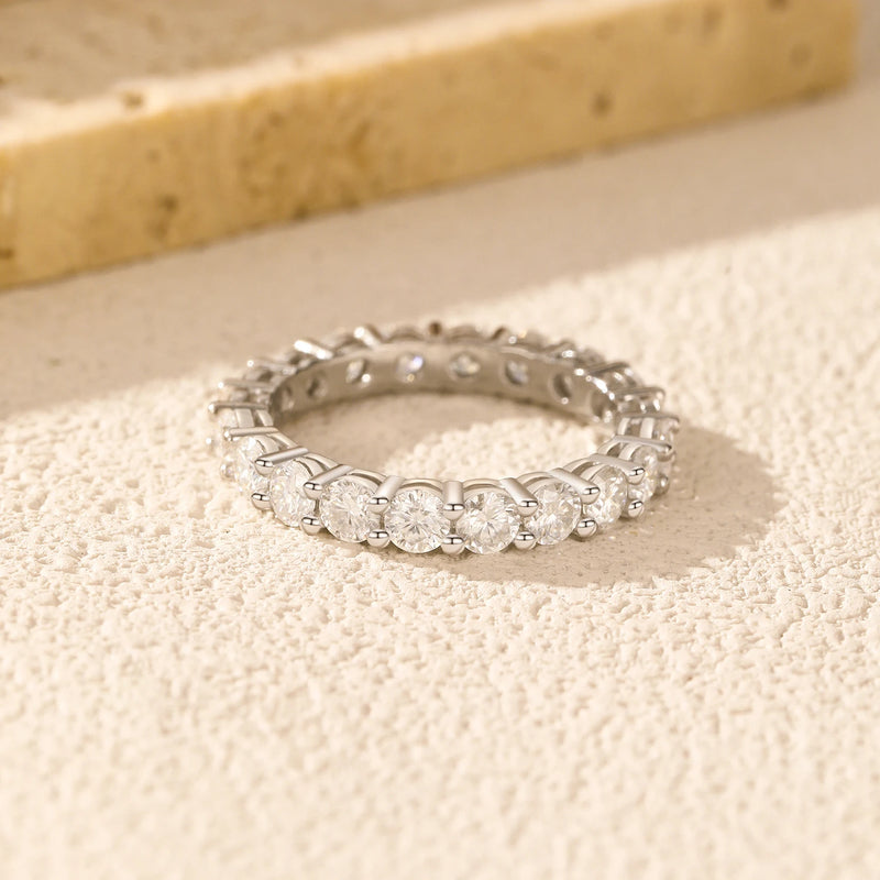 MODIAN Dazzling D Color Moissanite Eternity Band Rings 925 Sterling Silver Luxury Stackable Fashion Ring For Women Fine Jewelry