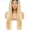 13x6 Lace Frontal Wig 1B 613 Ombre Blonde Full Lace Human Hair Wig Dark Roots Pre Plucked  Lace Front Human Hair Wigs for Women