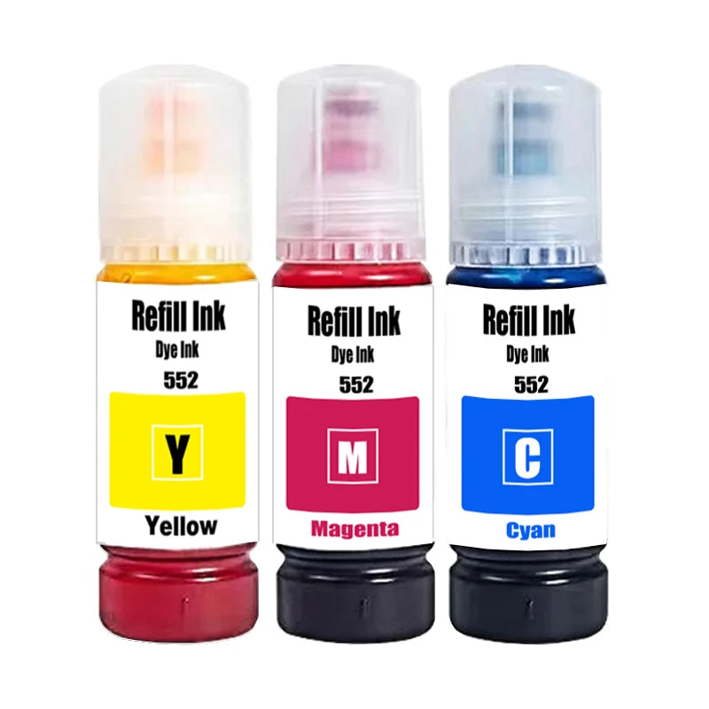 For Epson 552 Refill Ink Kit For Epson EcoTank L8160 L8168 L8180 L8188 ET-8500 ET-8550 EW-M973A3T EW-M873T Printer Dye ink