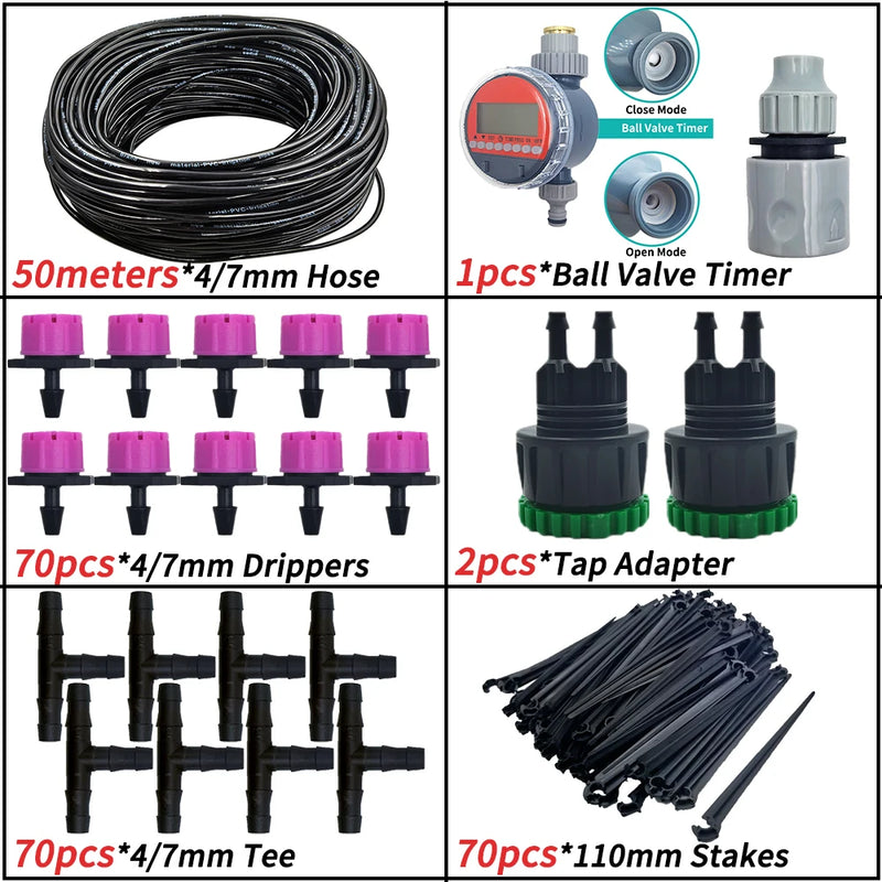 OASIS 5-50M Garden Micro Drip Irrigation Automatic Watering System Kit Timer Controller DIY Mist Spray Cooling for Potted Plants