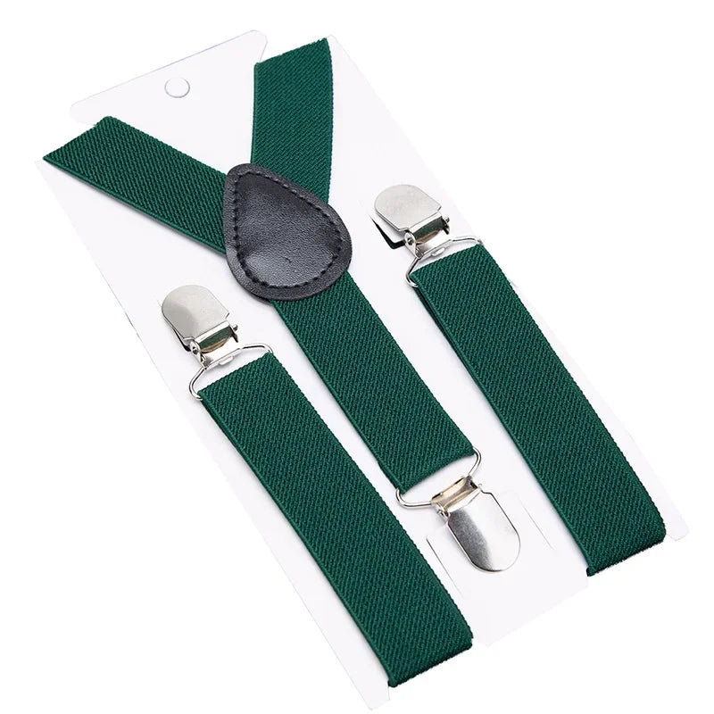 Solid Color Kids Suspenders with Fashion Children Boys Braces Girls Elastic Adjustable Suspenders Baby Wedding Ties Accessories