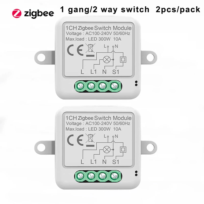 Tuya ZigBee 3.0 Smart Switch Module 10A Smart Home DIY Breaker 1 2 3 4 Gang Supports 2 Way Control Works with Alexa Google Home