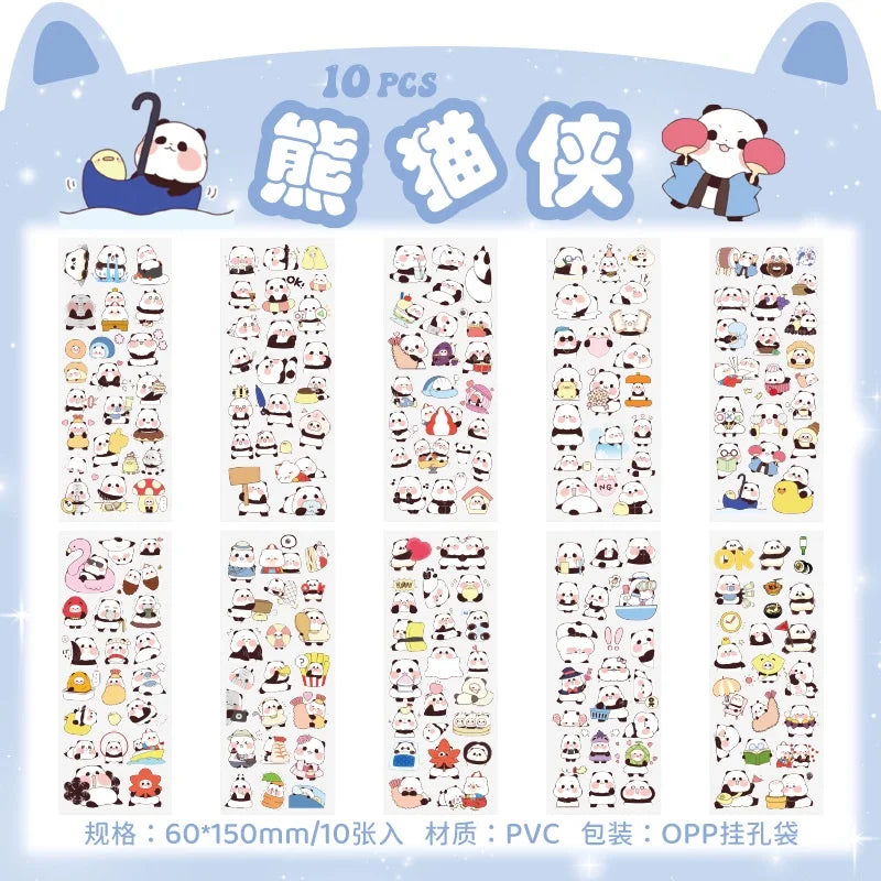 10Sheets Pet Planet Series Cartoon Transparent Waterproof PVC Ledger Material Stickers For Hand Account Pencil Case Decals