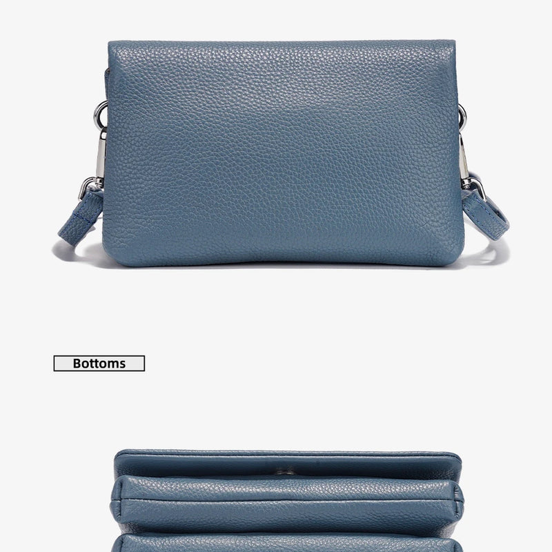 Zency New Soft Plain Color Leather Bag Multiple Pockets Women's Bag Genuine Leather Shoulder Crossbody Versatile Commuting Bag