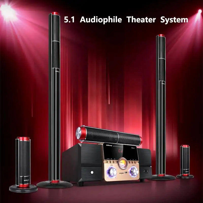 5.1 Home Theater Set 200W Peak Sound Box 8Ω HiFi Bluetooth Speaker 3-Way 3 Inch Active Audio Coaxial Optical USB For Home KTV