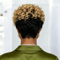 6 Inch Two Tone Ombre Short Curly Pixie Wig Human Hair Pixie Cut Wig for Women Daily Party Use Full Machine Made Wig