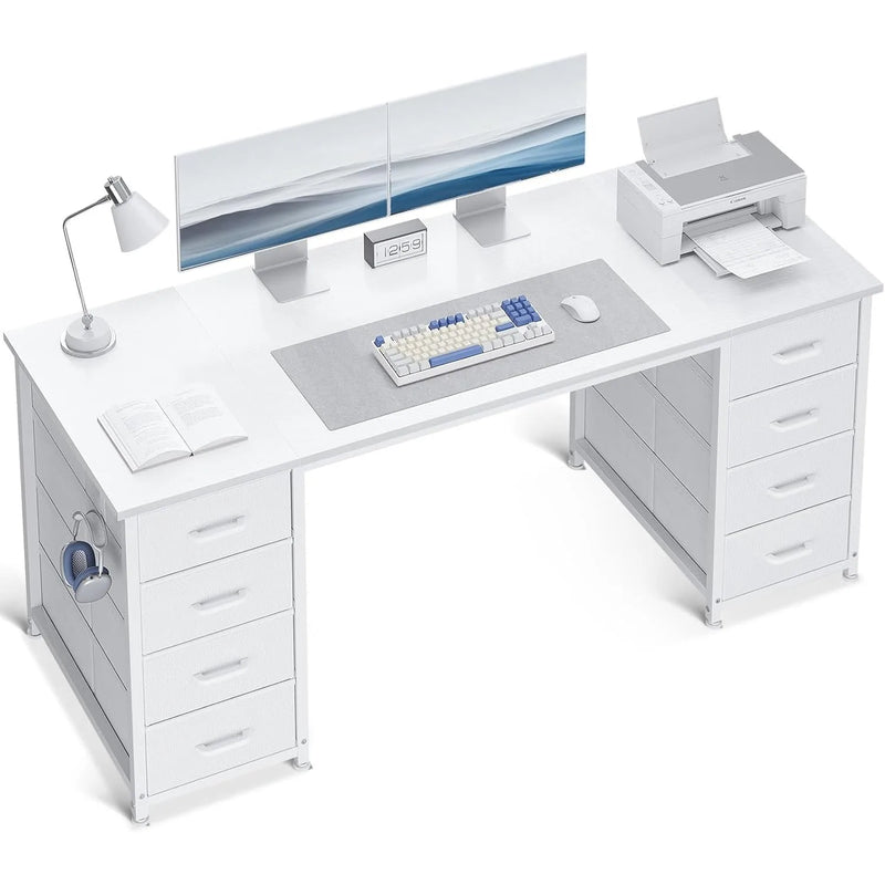 48 Inch  Computer Desk with 8 Fabric Drawers,   Modern Makeup Desk for Bedroom  with deal for Home Office,  Customized