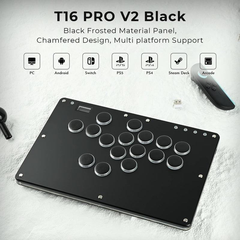 Haute42 T16 Black Stickless Hitbox Controller Leverless Arcade Fightstick For PC/PS4/PS5/Switch Fighting Game Hitbox Leverless