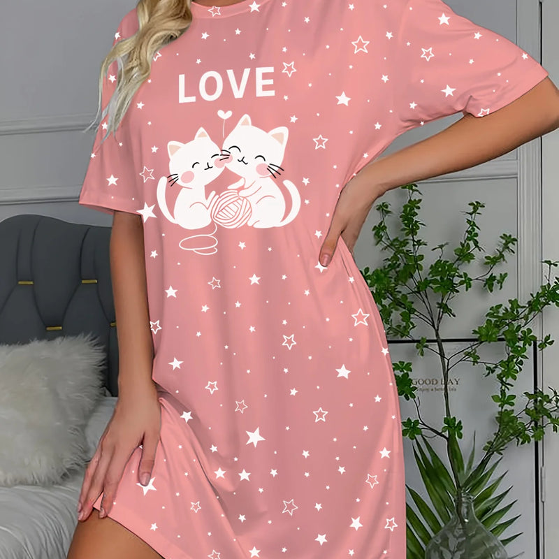 A Lovely Dress for Women Featuring a Cat And Star Letter | SAMAG