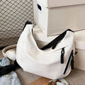 Casual Women's Nylon Crossbody Bag, Large Capacity Hobo Shoulder Purse with Adjustable Strap, Black/White/Khaki for Daily Use