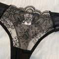 2-piece women's black comfortable lightweight bow semi transparent lingerie set ZA824057