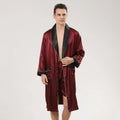 Men Satin Robe Set Loose Bathrobe Gown Long Sleeve 2PCS Sleewear Lapel Robe&Shorts Male Casual Sleep Set Silky Pajamas Set